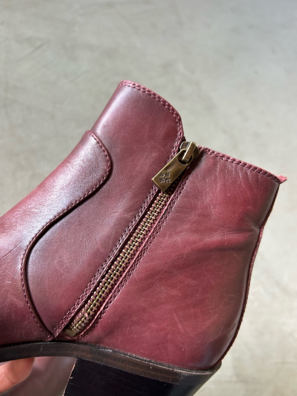 Patricia Nash | 'Suzanna' Leather Ankle Booties in Merlot - Picture 7 of 9